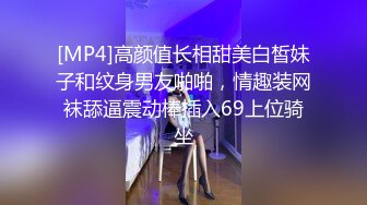 [MP4]高颜值长相甜美白皙妹子和纹身男友啪啪，情趣装网袜舔逼震动棒插入69上位骑坐